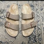Birkenstock Arizona Shearling Desert Dust Gray Taupe Sandals Photo 6