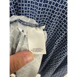 Ann Taylor Dress XXL Navy Geometric Fit Flare Preppy Quiet Luxury Coastal Chic Photo 3