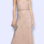 Adrianna Papell  Beige Sleeveless Blouson Beaded Gown 2 Photo 1