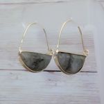 Stone & Gold Tone Large Dangle Earrings for Pierced Ears Photo 3