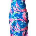 Maxi Dress Large Tropical UPF 50 Resortwear Dress Preppy Boho Vacation Cruise Pink Photo 0
