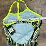Nike  Performance One Piece‎ Swimsuit Racer Back Dynamic Lines Black Green Size 8 Photo 11