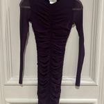 Fuzzi Long Sleeve Mesh Mini Dress Sheer Size XS NWOT Burgundy Purple Photo 5