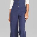 Wild Fable  navy blue button front tie back wide leg jumpsuit romper NWT Photo 0