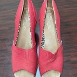 Toms Red Wedge Open Toe Sandals Size 7.5 Photo 0