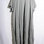 Womens 2X Green Tiered Midi Maxi Shirt Dress 100% Cotton Scoop Neck Short Sleeve Photo 2