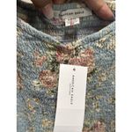 American Eagle  Green/Cream Floral Smocked Short Puff Sl‎ Top Size S NWT Linen Photo 1