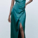 ZARA SATIN LINGERIE STYLE DRESS in Duck Blue Photo 0