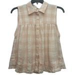 Free People Hey There Sunrise Tank Size Medium Gingham Pink Gauze Flowy Top Photo 1