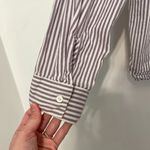 Maurice's  Striped 90s Prep Button Up Shirt Purple White Long Sleeve Button Down Photo 14