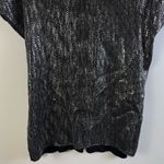 BCBG Max Azria Sequin Silk Blend Tunic Top Black Silver Medium Ash Photo 2