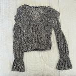 ZARA Black & White Pattern Ruffle Blouse Photo 0