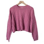 Madewell  (Re)sourced Cashmere Cable-Knit Crop Sweater Light Petunia Pink Size L Photo 1