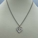 Sterling Silver  CZ embellished double  heart necklace Photo 0