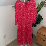 Free People  WALLFLOWER‎ PRINTED MIDI DRESS, RASPBERRY COMBO Photo 3