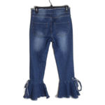 Gianni Bini  Delia Med Wash Flare Cropped Raw Waist & Hem Bow Tie Boho Jeans Sz S Photo 7