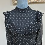 Robert Rodriguez  Black Label Women's Silver Silk Sheer High Neck Blouse Size 0 Photo 1