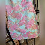 New Floral Jacquard bow mini dress cutout cocktail sleeveless vneck preppy Blue Size M Photo 7