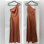 Birdy Grey Kira copper satin 1 shoulder bridesmaid bridal maxi dress NWOT Medium Photo 13