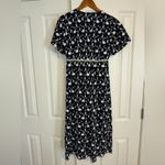 ZARA Flower Navy Blue Embroidered Midi Dress Size Medium Photo 5