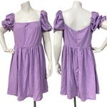 SheIn Women's Purple Square Neck Puff Sleeve Dress size XL us 12 Pastel Mini Photo 1