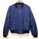 Kendall + Kylie Navy Blue Bomber Puff Zip Jacket Size Small Photo 0