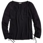 J.Crew  Point Sur Black V-Neck Cinched Sleeve Blouse Women's Size XS Photo 0