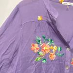 Figueroa & Flower Boho Embroidered Tunic Button Up Shirt XL Whimsical Floral Purple Photo 5