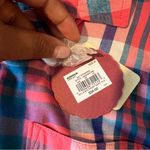 SO  Perfect Shirt Pink & Blue Plaid Soft Rayon‎ Relaxed Fit Button Front Size M Photo 10