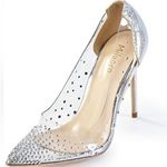 Miluoro High Heel Women's Pointed Toe Crystal Rhinestone Transparent Shoes Silver Size 10 Photo 0