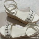 Marc Fisher NEW  Joyce White Silver Studded Platform Woven Wedge Sandal Size 7 Photo 1