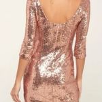 Lulus NWT  Delightful Ways Champagne Gold Sequin Dress Mini Prom Homecoming Club Photo 5