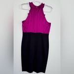 INC Magenta Stretch Silk Ruffle Black Ponte Knit Sheath Dress Party US 14 Purple Photo 8