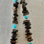 Sterling Silver Jasper & Turquoise Bead Necklace with Large Rectangular Pendant Photo 8