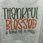 None Gray Thankful Blessed Sweatshirt Photo 1