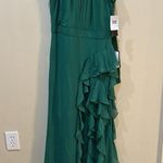 Betsy and Adam  HELEN" LONG CHIFFON HALTER NECK DRESS Size 8 Green Formal Wedding Photo 2