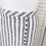 Banana Republic  Striped Tweed Midi Skirt Fringe Trim Pencil Blue White Size 10 Photo 5