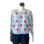 NWT Luna Ivy X Anthropologie Blue Checkered Strawberry Pullover Sweater Farm M Size M Photo 1