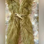 Tapestry vegan floral vintage hippie vest with faux fur Tan Size undefined Photo 1