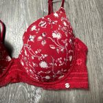 Lucky Brand  Red Floral Lace Bra 34C Photo 2