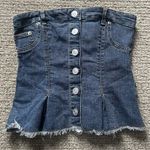 BDG Urban Outfitters Denim Corset Strapless Top Lace Up Womans Small Flared Blue Photo 0