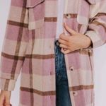 BLANK NYC NWT Long Plaid Shacket in Purple and Brown Size Large Photo 0