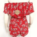 Honey Punch Rose Ruffle Off Shoulder Boho Romper Photo 3