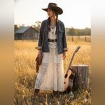 Cotton On  blue and white tweed shirt jacket with a tan lining. Size M oversized Photo 1