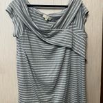 Suzanne Betro Weekend Women's Short Sleeve Cowl Neck Tunic Top Gray Stripe Sz 2X Photo 1