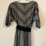 Vintage modest dress vertical stripes with belt 1980s 1970s Photo 3