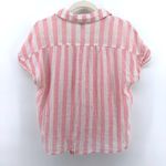 Old Navy  Pink White Stripe Linen Blend Button Front Tie Waist Shirt Womens Med Photo 5