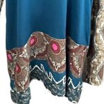 Vintage Sun & Moon Hippie Boho Mixed Print Jersey Knit Cowl Neck Sweater Large Blue Photo 3