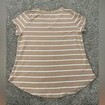 Women’s Latched Mama Striped Nursing Tee Shirt TN/White Size L Tan Size L Photo 3