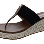 Michael Kors  Verity Wedge Leather Sandals Black Brown Photo 0